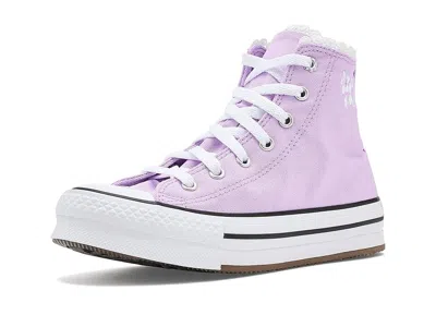 Converse Chuck Taylor(r) All Star(r) Eva Lift Platform Bubble Flowers (big Kid) Kid's Shoes Lavender Latte/wh In Purple