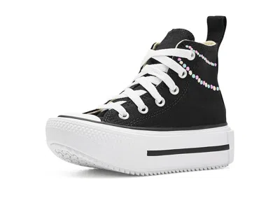 Converse Chuck Taylor(r) All Star(r) Lift Platform Polka Dots (little Kid) Kid's Shoes Black/lt Shocking Orch In Multi