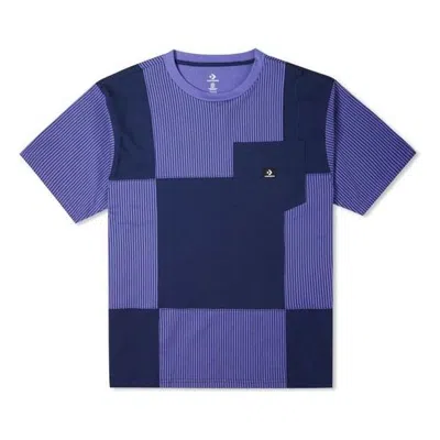 Converse Color Blocked Jersey Pocket T-shirt 'purple' In Blue