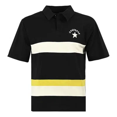 Converse Colorblock Logo Polo Shirt 'black White'