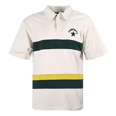 Converse Colorblock Logo Polo Shirt 'white Dark Green' In Neutral