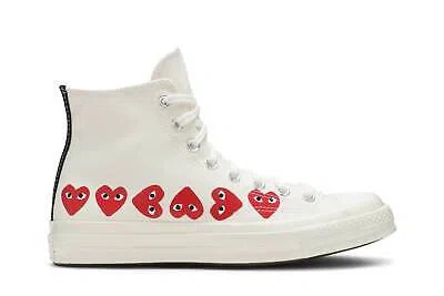 Pre-owned Converse Comme Des Garçons Play X Chuck 70 Hi Top 'multi Heart' 162972c In White