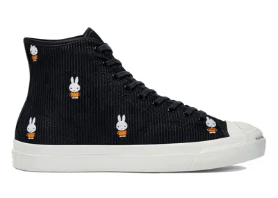 Pre-owned Converse Cons Jack Purcell Pro Mid Pop Trading Company Miffy Corduroy Sneakers In Black/white/egret