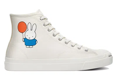 Pre-owned Converse Cons Jack Purcell Pro Mid Pop Trading Company Miffy White Sneakers In Egret/black