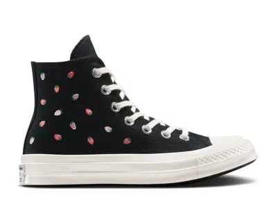 Converse Chuck 70 High 'embroidered Strawberries' In Black