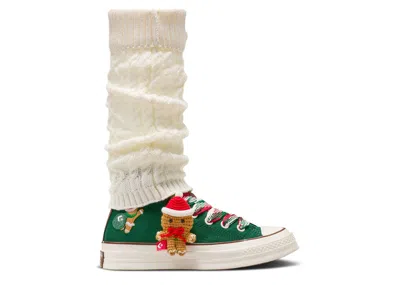 Converse Chuck 70 High 'x-mas Gingerbread & Knit Sock - Midnight Clover' In Green