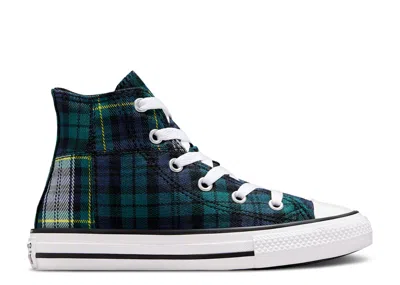Converse Chuck Taylor All Star High Ps 'plaid - Dragon Scale Green' In Blue