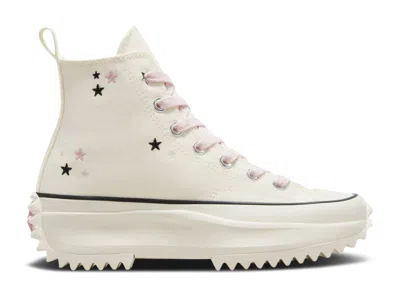 Converse Run Star Hike Platform High 'embroidered Stars - Egret Lotus Pink' In White