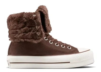 Converse Wmns All Star Fold Over Lift Hi 'totally Fudged' In Brown