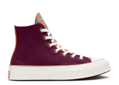 Converse Wmns Chuck 70 High 'canvas & Plaid - Deep Bordeaux' In Purple