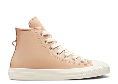 Converse Wmns Chuck Taylor All Star Leather High 'faux Fur Lining - Epic Dune Egret' In Pink