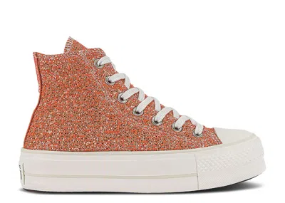 Converse Wmns Chuck Taylor All Star Lift High 'metallic Shimmer' In Orange