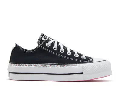 Converse Wmns Chuck Taylor All Star Lift Low 'fierce Fearless Female' In Black