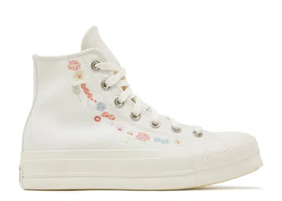 Converse Wmns Chuck Taylor All Star Lift Platform 'embroidered Floral - Egret' In White