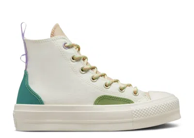 Converse Wmns Chuck Taylor All Star Lift Platform High 'colorblock Overlay - Algae Coast' In White