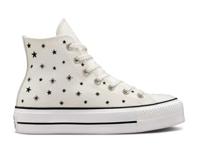 Converse Wmns Chuck Taylor All Star Lift Platform High 'embroidered Stars - Egret' In White