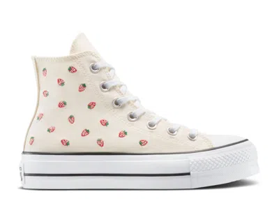 Converse Wmns Chuck Taylor All Star Lift Platform High 'embroidered Strawberries' In White