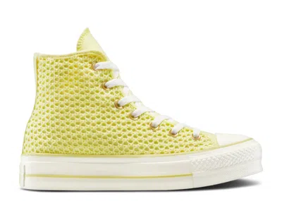 Converse Wmns Chuck Taylor All Star Lift Platform Knit High 'lemon Slushy' In Yellow