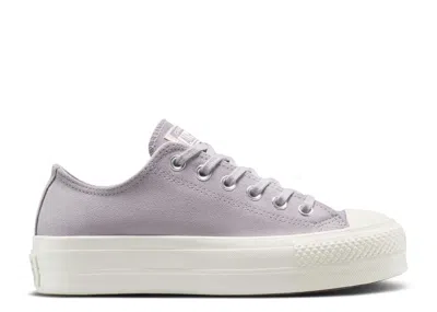Converse Wmns Chuck Taylor All Star Lift Platform Low 'colorful Suede - Frozen Thistle' In Gray