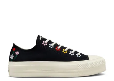 Converse Wmns Chuck Taylor All Star Lift Platform Low 'floral Embroidery' In Black
