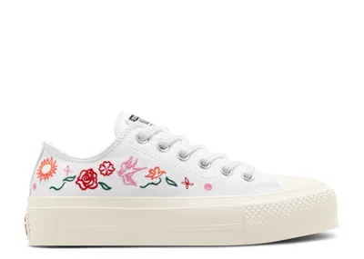 Converse Wmns Chuck Taylor All Star Lift Platform Low 'summer Embroidery' In White