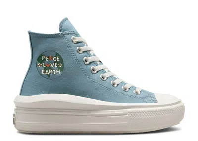 Converse Wmns Chuck Taylor All Star Move Platform High 'peace, Love, Earth' In Blue