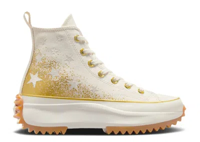 Converse Wmns Run Star Hike Platform High 'gold & Embroidered Stars' In White