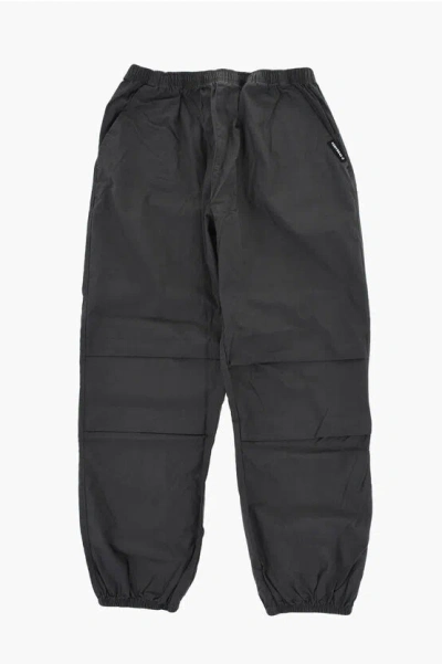 Converse Cotton Parachute Casual Pants With Drawtring Waist In Black