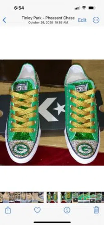Pre-owned Converse Crystallized Greenbay  Bling-custom-made Any Team Any Sport Sz7-11 In Purple