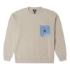 Converse Denim Patchwork Crew Sweatshirt 'beach Stone' In Pink
