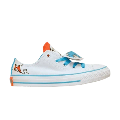 Pre-owned Converse Dr. Seuss X Chuck Taylor All Star Double Tongue Ox Gs 'thing 1, Thing 2' In White