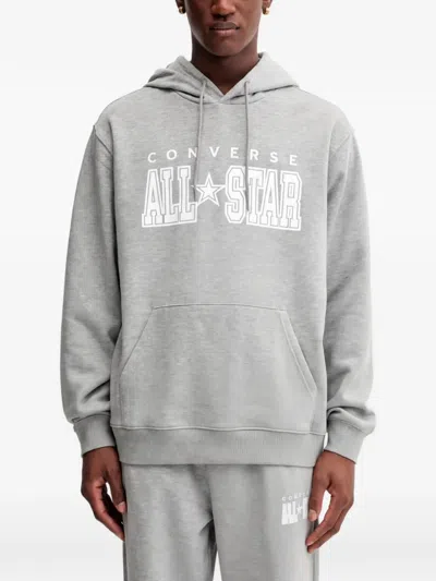 Converse Drawstring Graphic Hoodie In Gray