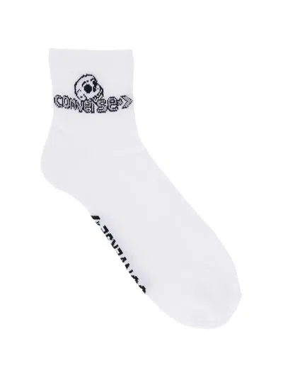 Converse Embroidered Logo-patch Socks In White