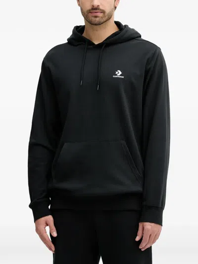 Converse Embroidered Star Chevron Standard-fit Fleece Hoodie In Black