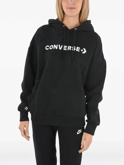 Converse Embroidered-logo Hoodie In Black