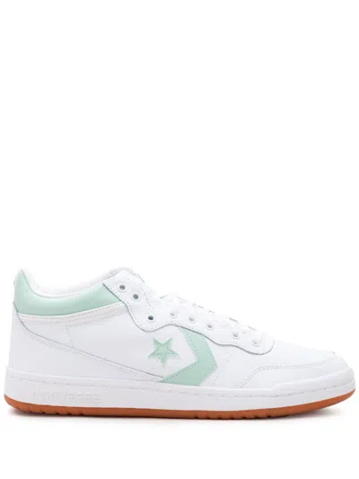 Converse White & Green Cons Fastbreak Pro Leather Mid Top Sneakers In White/sticky Aloe/gu