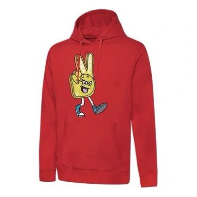 Converse Finger Letter Print Hooded Drawstring Sweatshirt Red