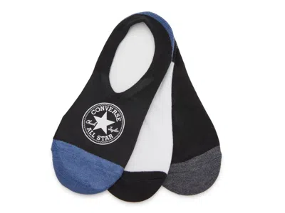 Converse Flat Knit No Show Socks 3 Pack In Black