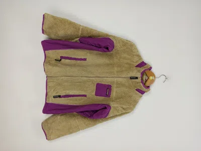 Pre-owned Converse Fleece Jacket Single Pocket Style Patagonia Design In Brown/purple