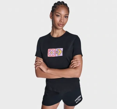 Converse Flower Grid T-shirt In Black