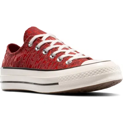 Converse Gender Inclusive Chuck 70 Leopard Flocked Satin Low Top Sneaker In Red