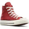 Converse Gender Inclusive Chuck 70 Leopard Flocked Satin Low Top Sneaker In Red