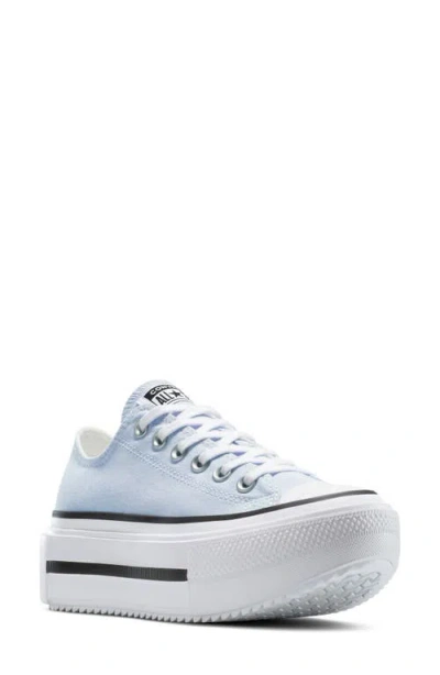 Converse Gender Inclusive Chuck Taylor All Star Lift Double Stack Low Top Platform Sneaker In Blueberry Ice/white/black