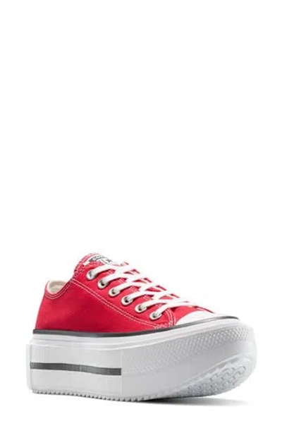 Converse Gender Inclusive Chuck Taylor All Star Lift Double Stack Low Top Platform Sneaker In Red/ Black/ White