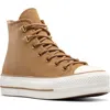 Converse Gender Inclusive Chuck Taylor All Star Lift Leather High Top Platform Sneaker In Brown