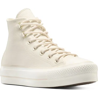 Converse Gender Inclusive Chuck Taylor All Star Lift Leather High Top Platform Sneaker In Neutral