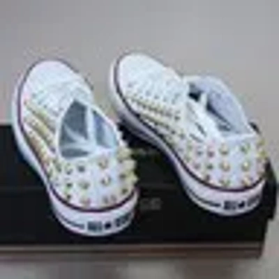 Pre-owned Converse Genuine  All-star Low-top With Studs Sneakers Sheos White(gold)
