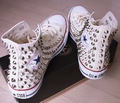 Pre-owned Converse Genuine  All-star With Studs Sneakers Sheos Beige