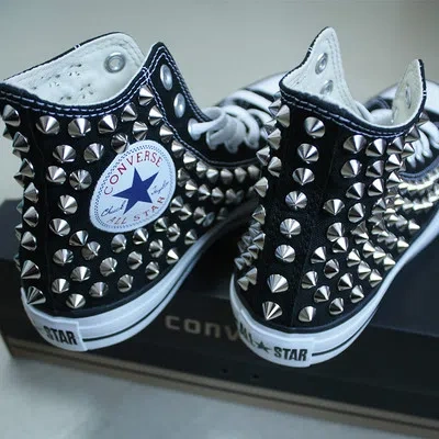 Pre-owned Converse Genuine  All-star With Studs Sneakers Sheos Black