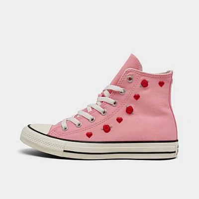 Converse Kids' Big Girls Chuck Taylor All Star Valentine's Day High Top Casual Sneakers From Finish Line In Jellyfish Jitter/red/egret